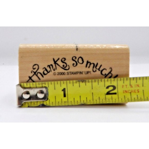 Stamp "Thanks So Much" in Script Stampin' Up! ©2000 Wood/Rubber 2¼" x 1¼" - Picture 3 of 4
